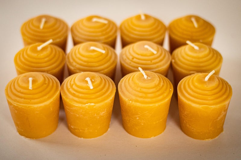 Bee The Light 100% Pure Beeswax Votive Candles - USA-Sourced Handmade Votives for Home, Christmas, and Advent, Smokeless Unscented 12 Candle Set with Natural Honey Aroma, 1.96 x 1.77 Inches, by BeeTheLight - Image 4